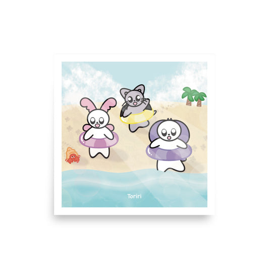 Beach and Hermit Crab Print